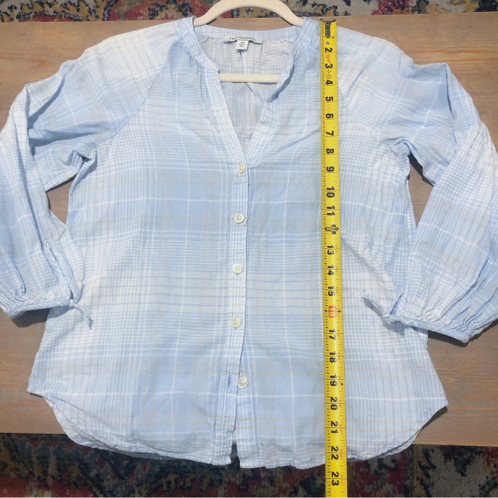 Free Assembly light blue plaid button down blouse - Picture 7 of 11